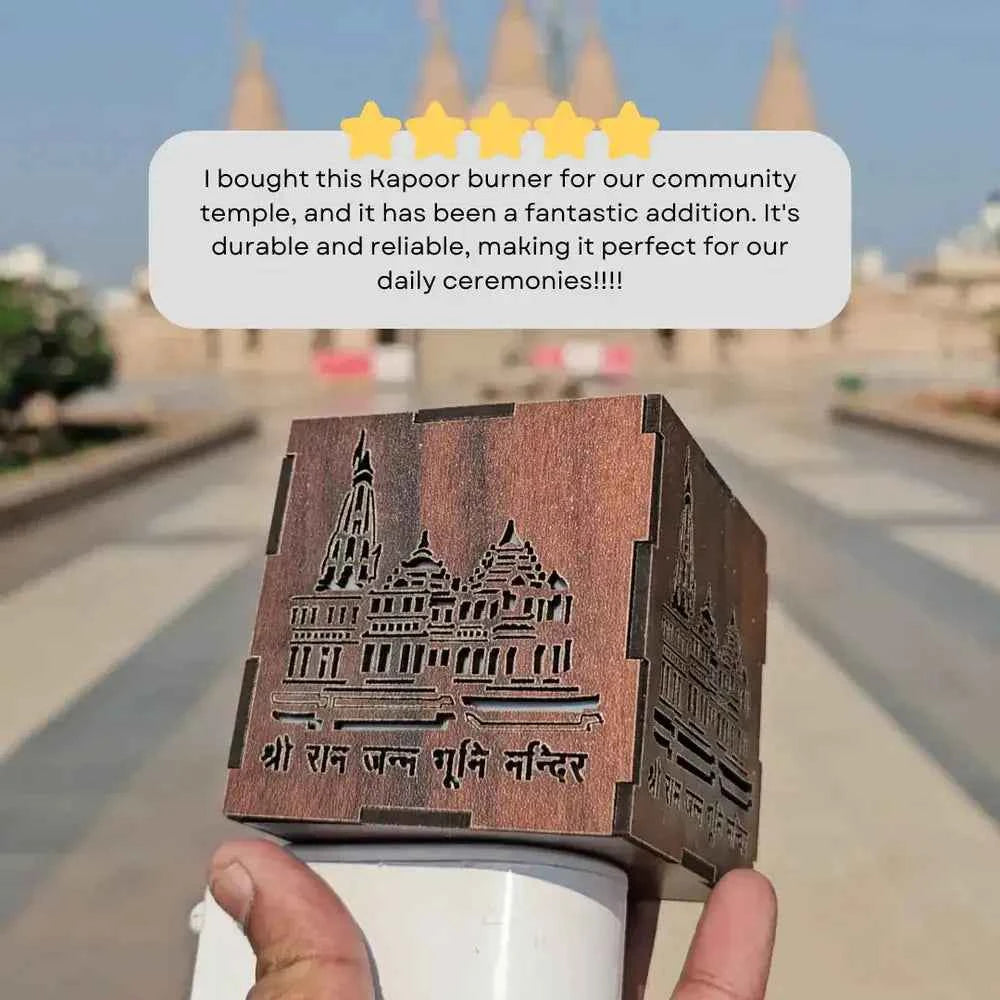 Ayodhya Ram Mandir aroma burner in intricate wood design for daily ceremonies and rituals