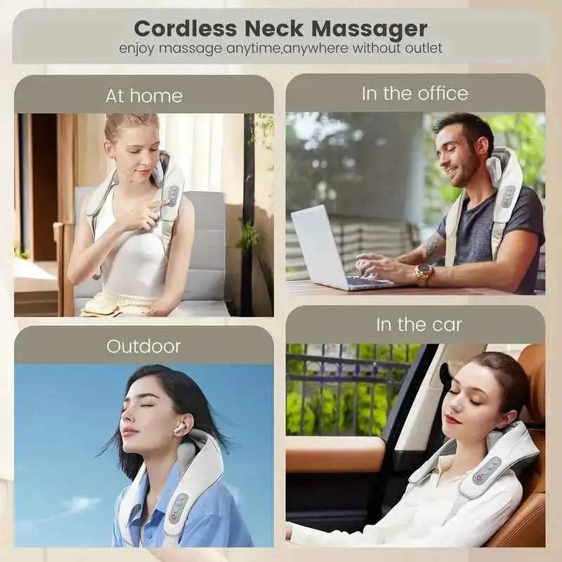 Cordless neck massager used at home office outdoor and car best massager for neck and shoulders