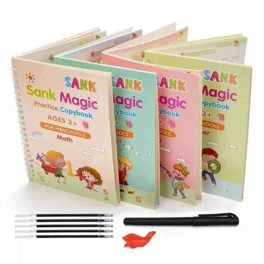 3D Groove Magic Book Set (4 Book, 10 Refill, 1 Pen, 1 Grip Pen)