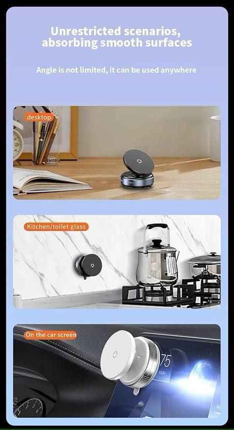 Best magnetic phone holder shown on desktop, kitchen glass, and car screen for versatile use